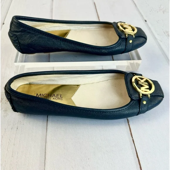 Michael Kors Navy Blue Fulton Moccasin Ballet Flat Size 9.5 - Picture 14 of 15